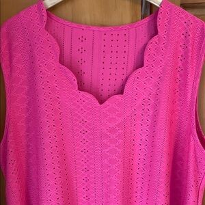 Pink Sleeveless Eyelet Tank 4X